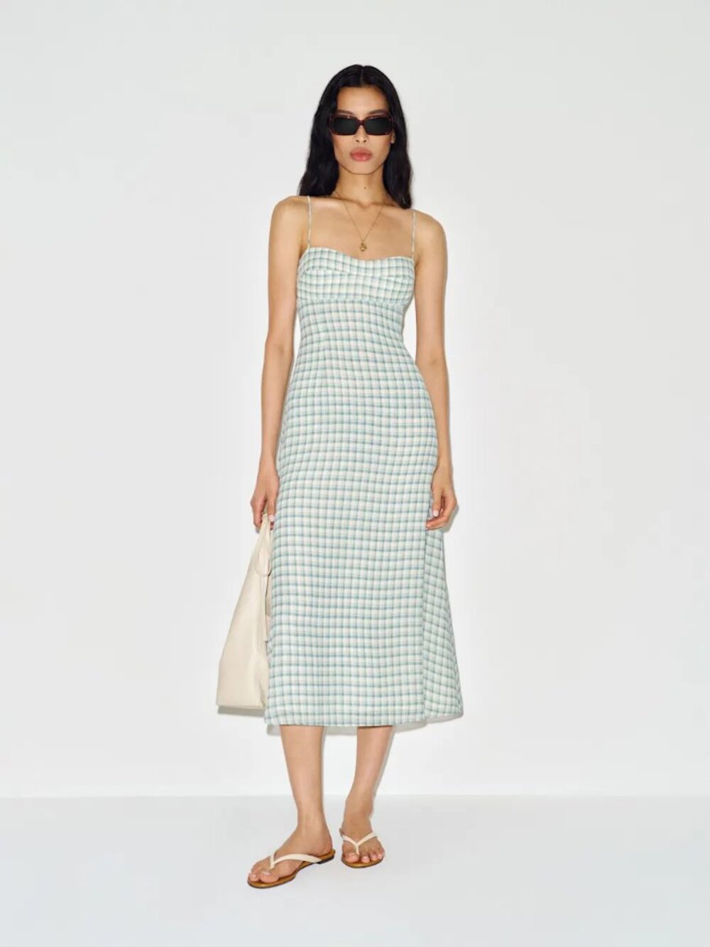 Reformation Milica Dress in Zephyr check - Size 6 NWT